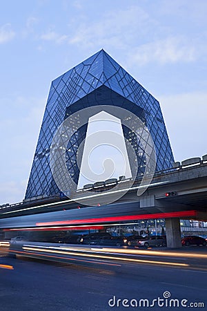 CCTV Headquartes at night, Beijing, China Editorial Stock Photo